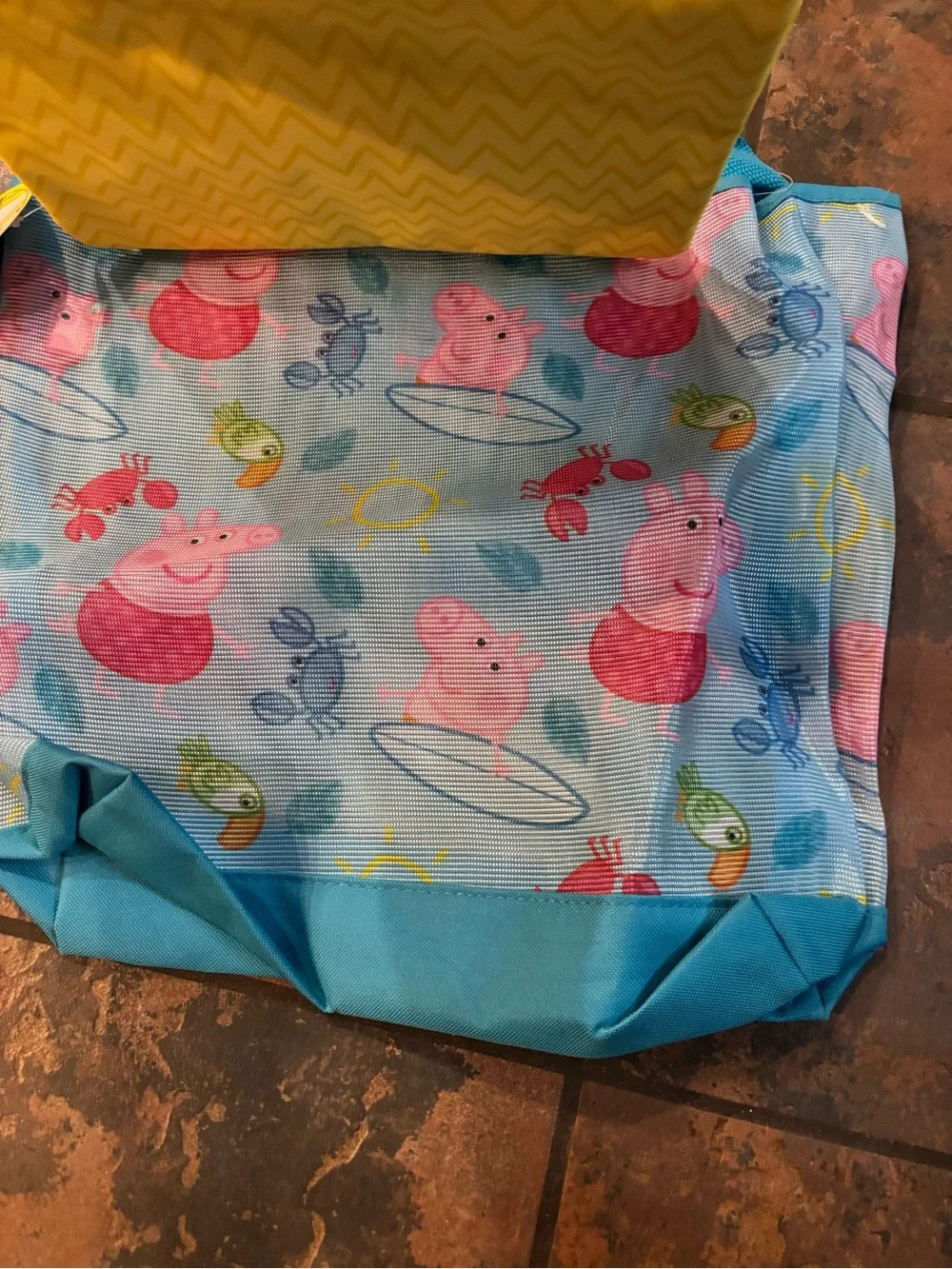 Peppa Pig Blue and Yellow Kids Beach Tote with Front Zip Pocket